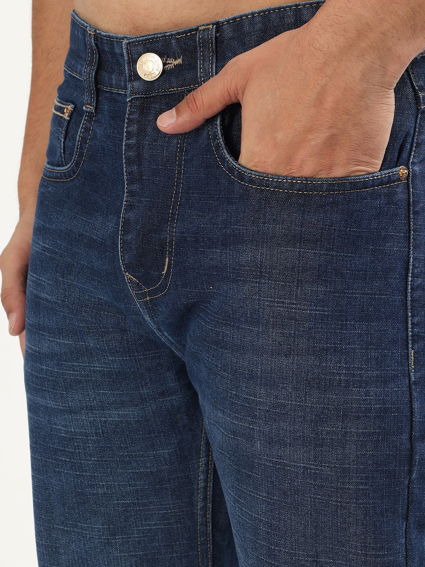 Red Boffin Men’s High Rise Non Stretchable Straight Fit Jeans - Dark Blue - Image 3