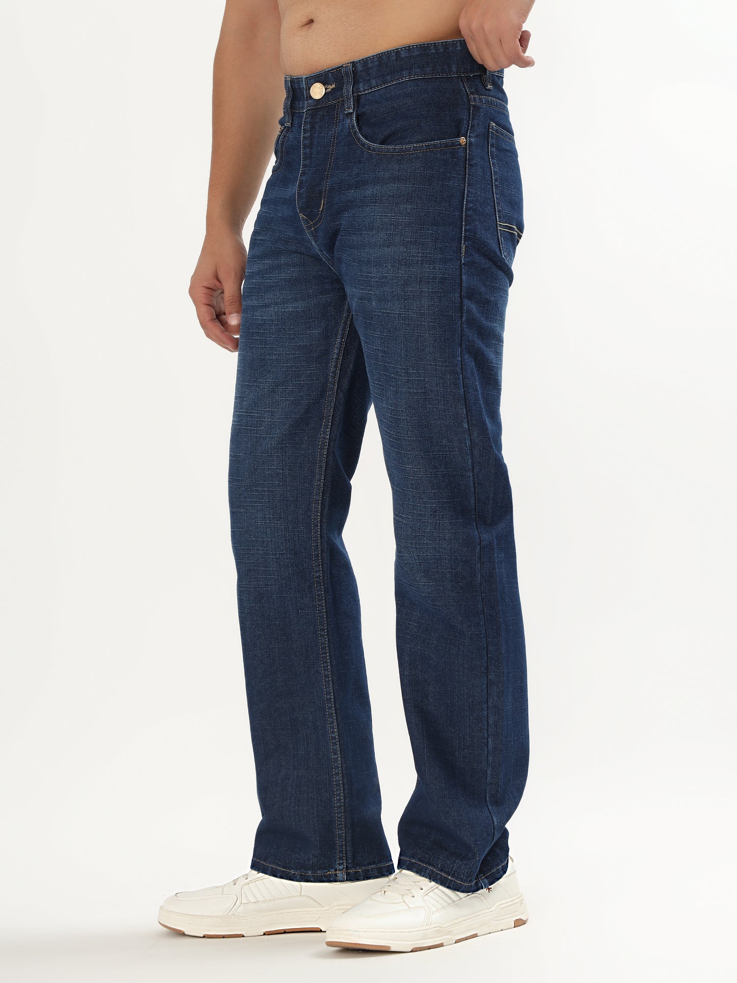 Red Boffin Men’s High Rise Non Stretchable Straight Fit Jeans - Dark Blue - Image 5