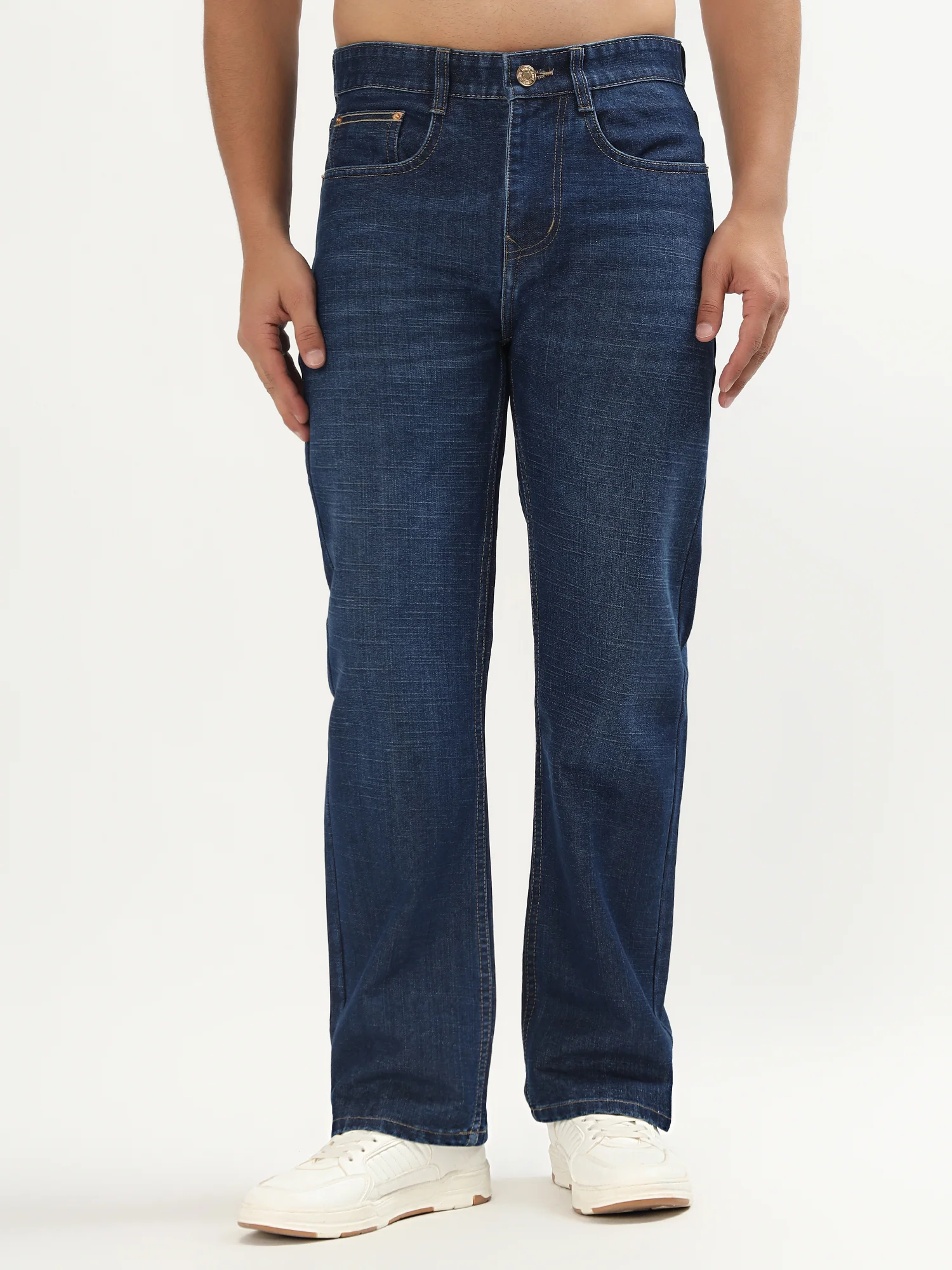 Red Boffin Men’s High Rise Non Stretchable Straight Fit Jeans - Dark Blue - Image 6