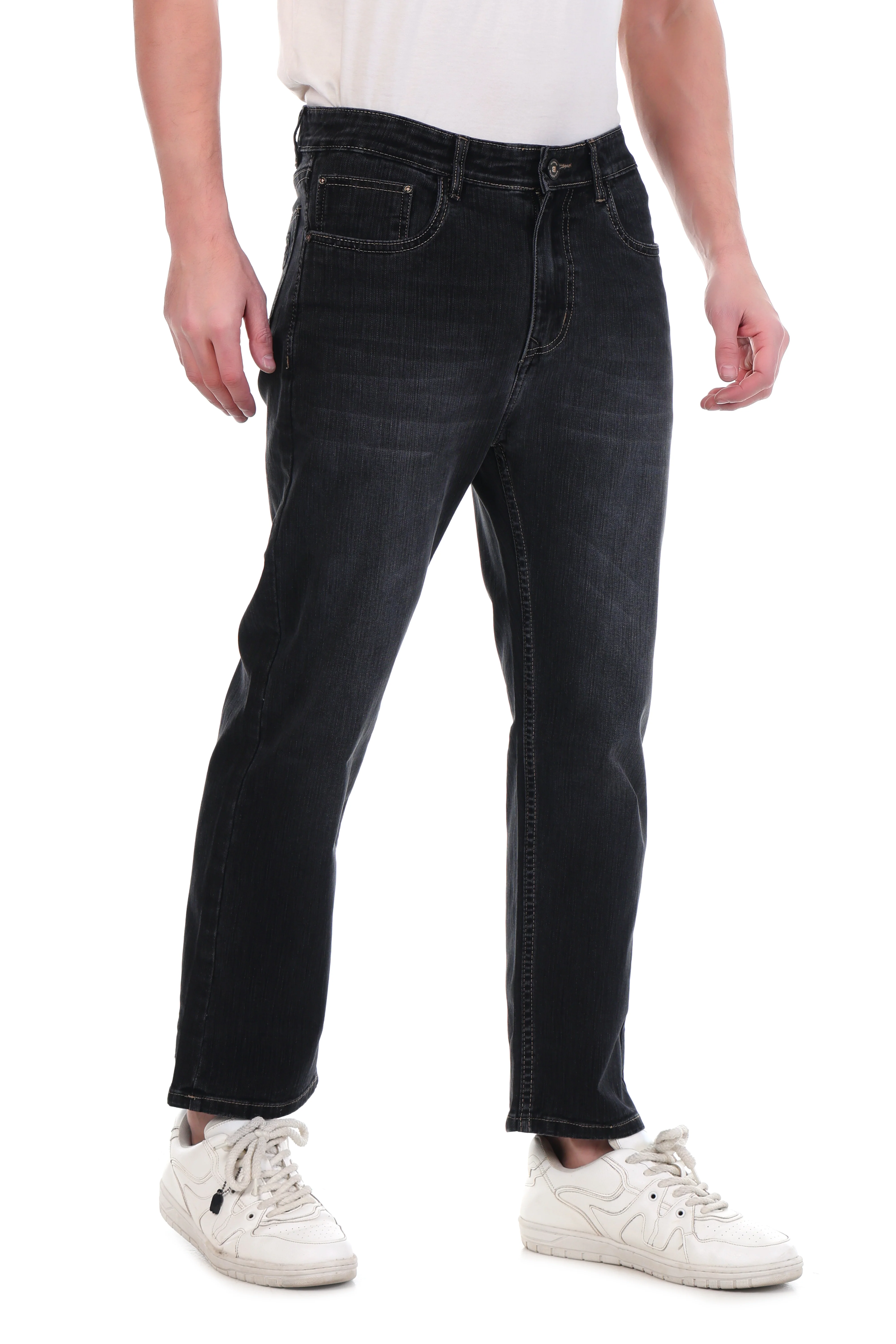 Red Boffin Men’s Relaxed Fit Light Black Jeans for Men - Image 3