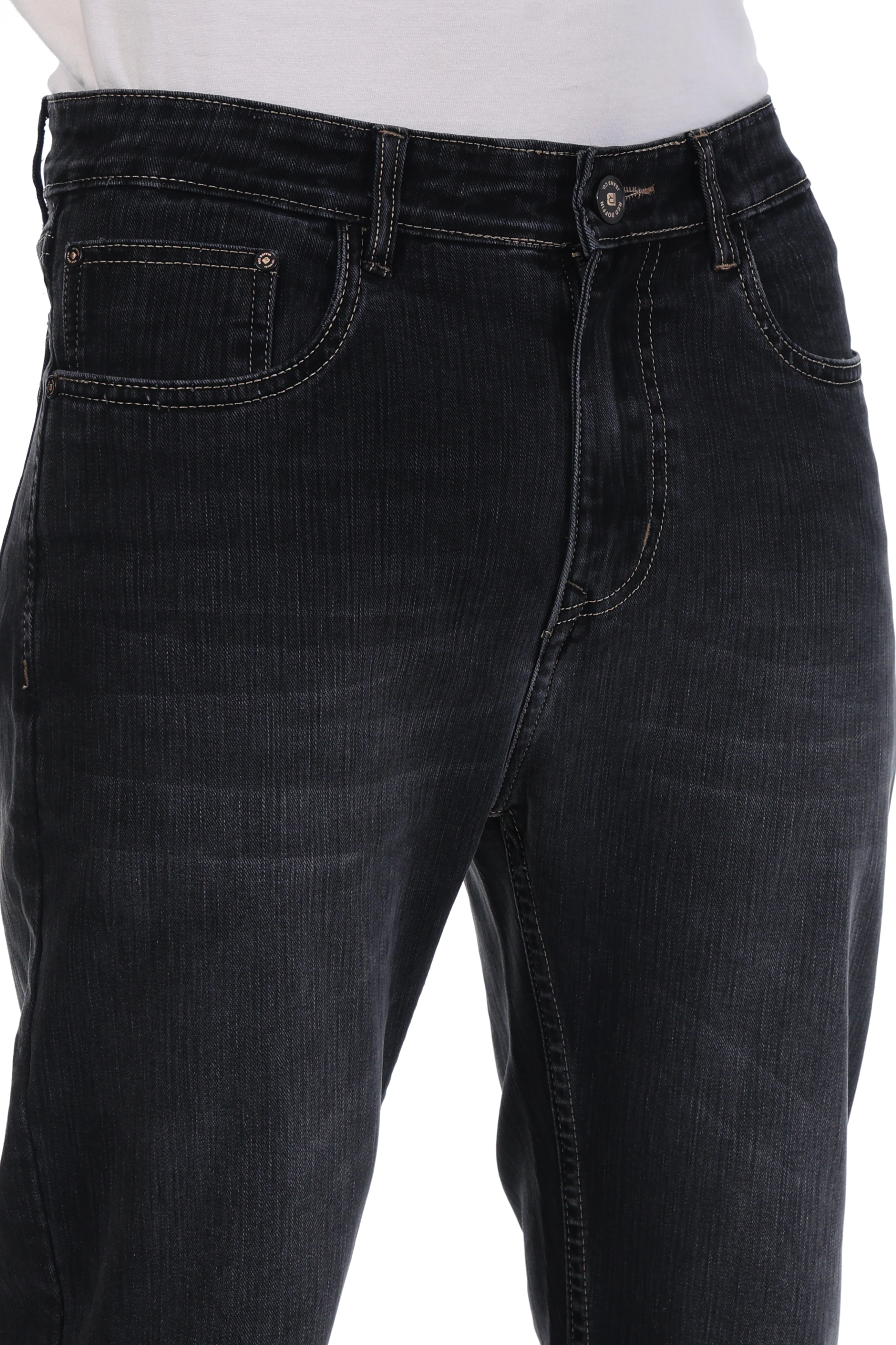Red Boffin Men’s Relaxed Fit Light Black Jeans for Men - Image 4