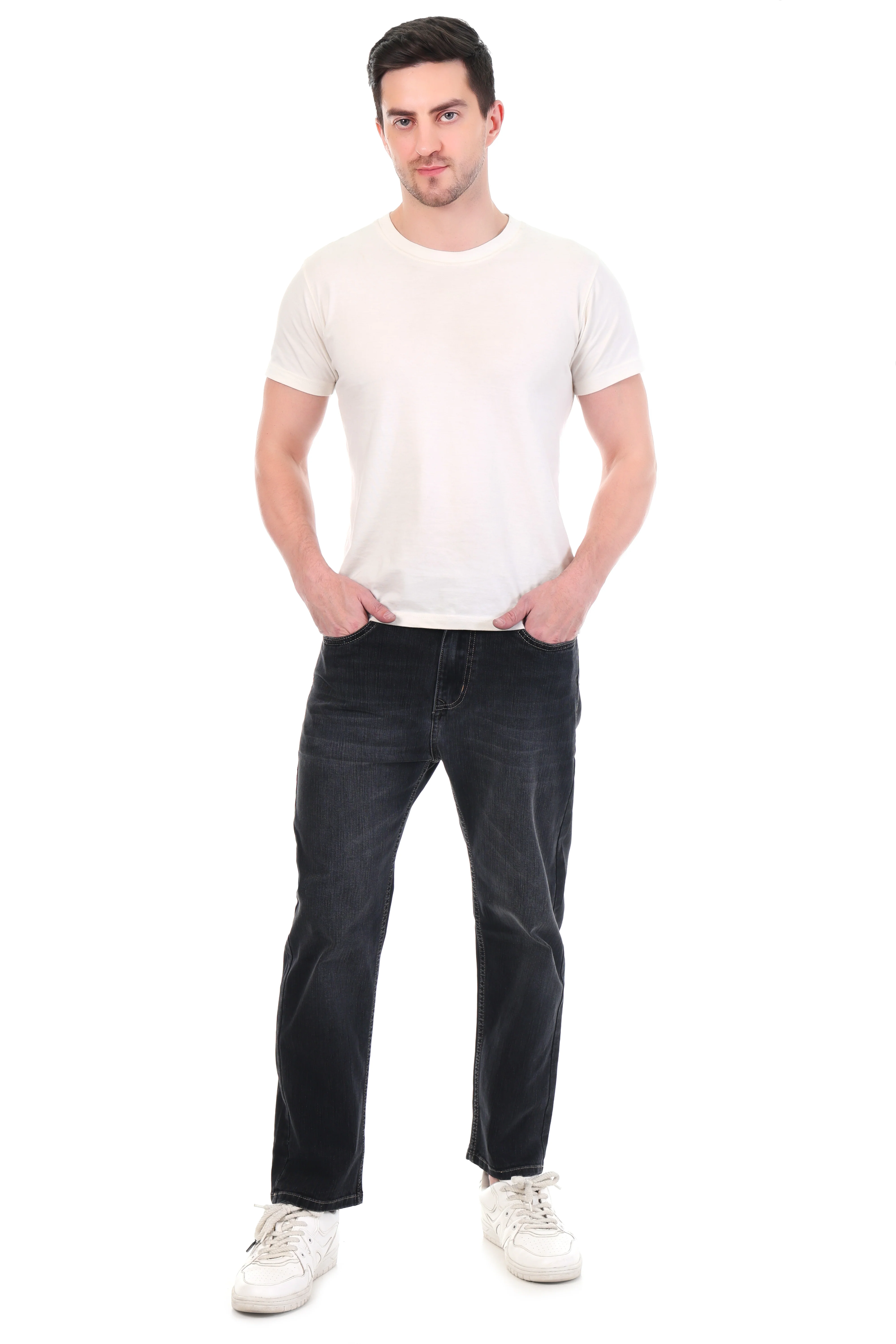 Red Boffin Men’s Relaxed Fit Light Black Jeans for Men - Image 5