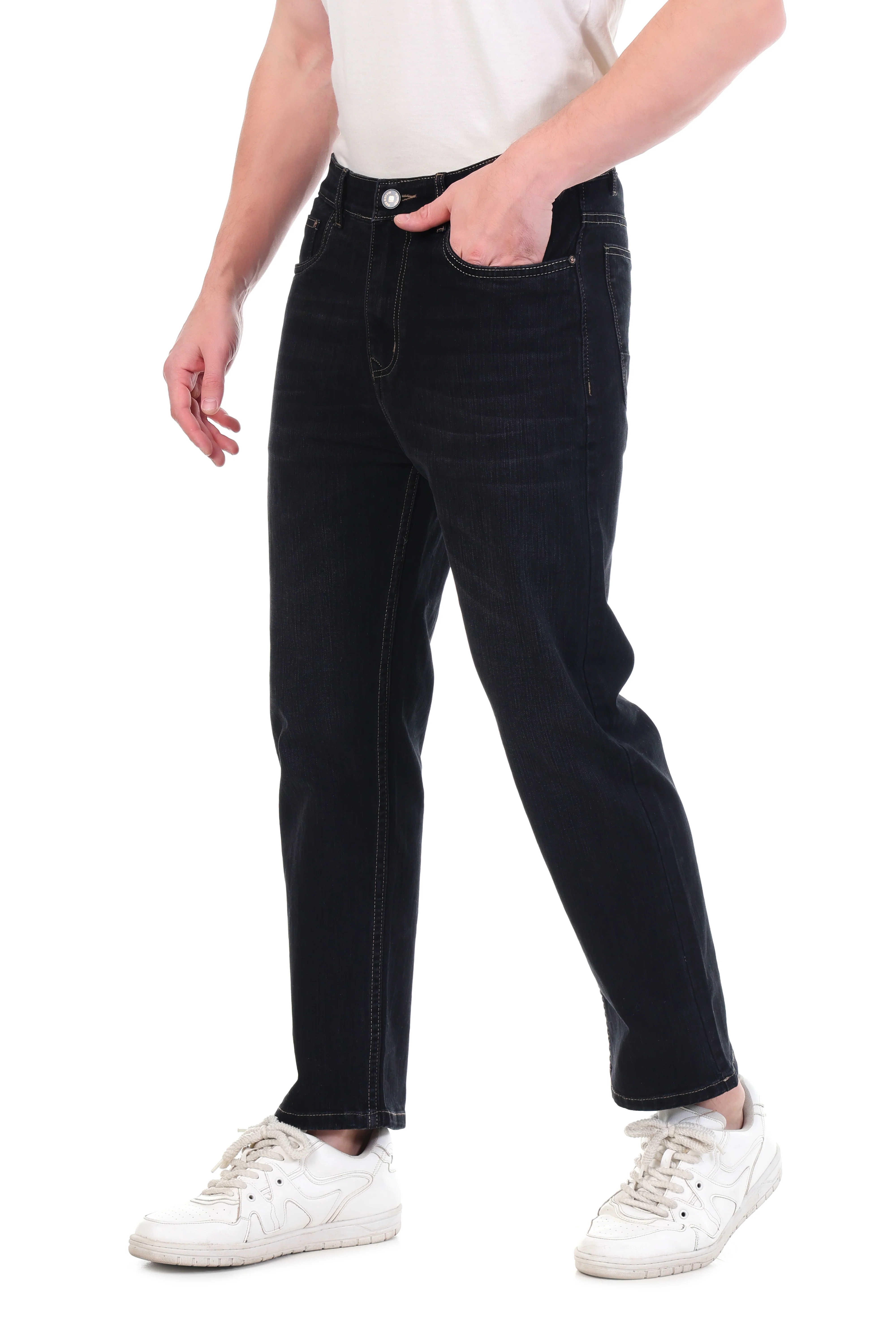 Red Boffin Men’s Relaxed Fit Black Jeans for Men - Image 3