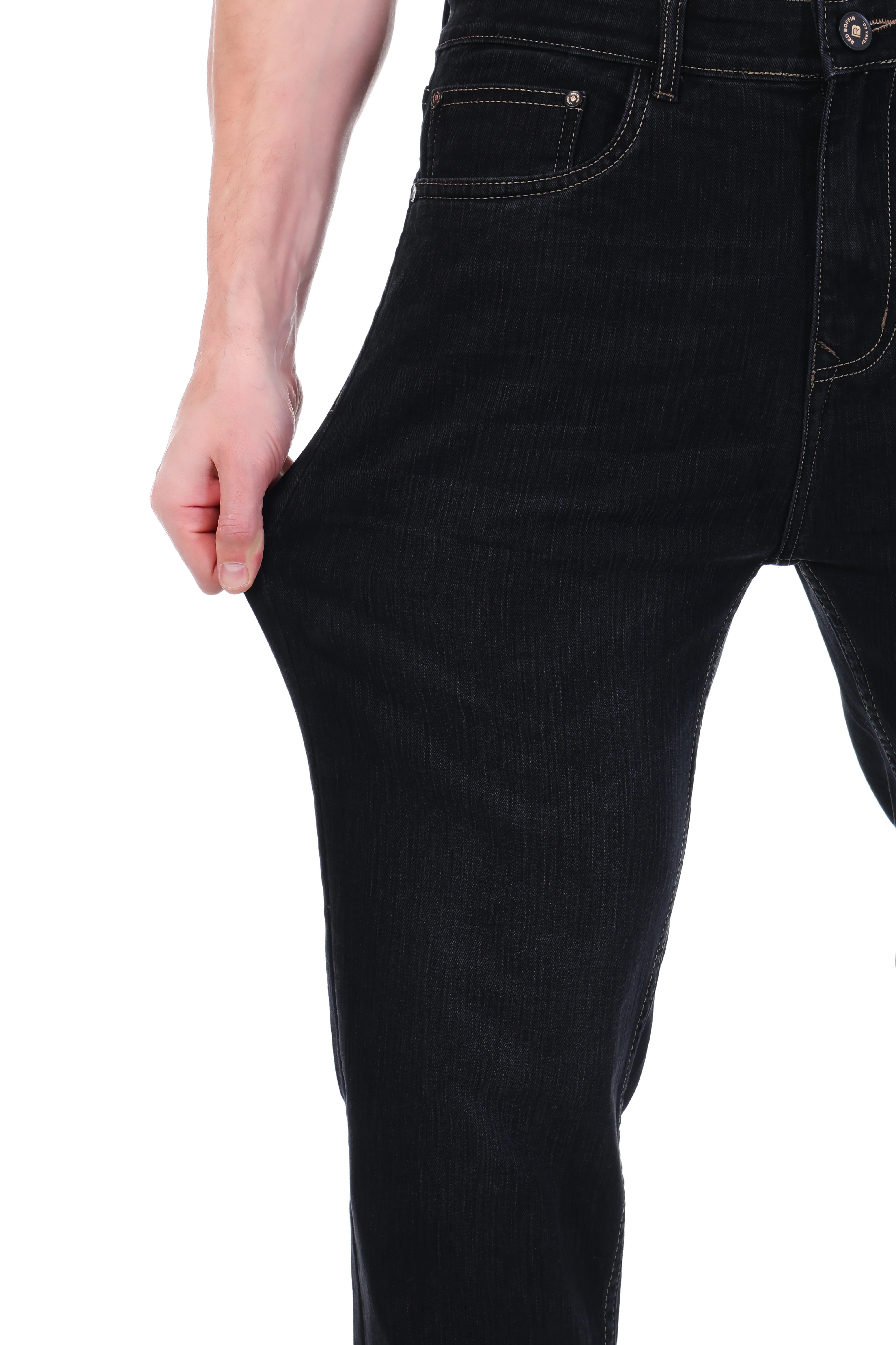 Red Boffin Men’s Relaxed Fit Black Jeans for Men - Image 6