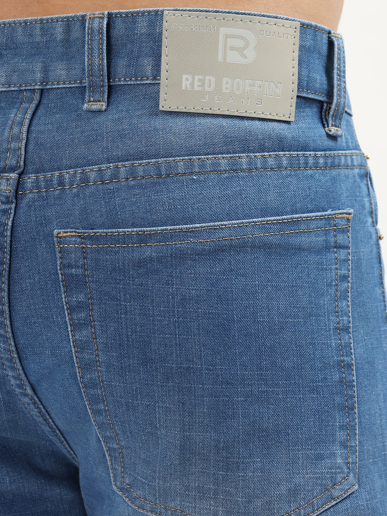 Red Boffin Men’s High Rise Non Stretchable Straight Fit Jeans - Blue - Image 4