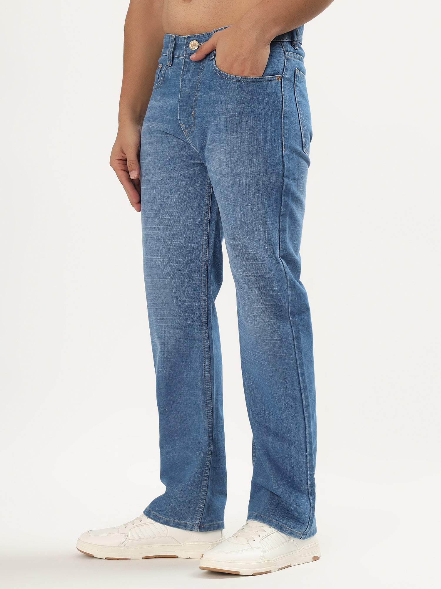 Red Boffin Men’s High Rise Non Stretchable Straight Fit Jeans - Blue - Image 5