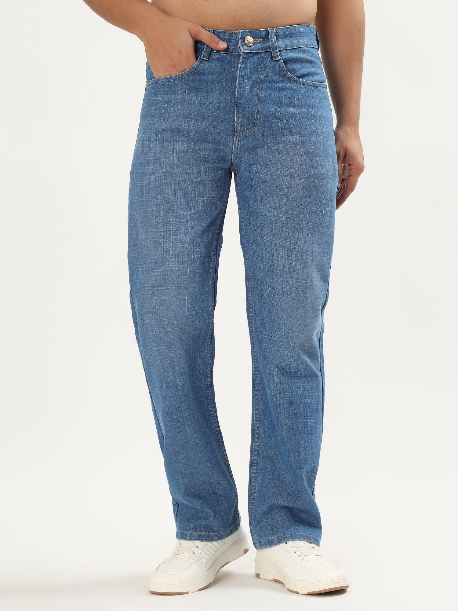 Red Boffin Men’s High Rise Non Stretchable Straight Fit Jeans - Blue - Image 6