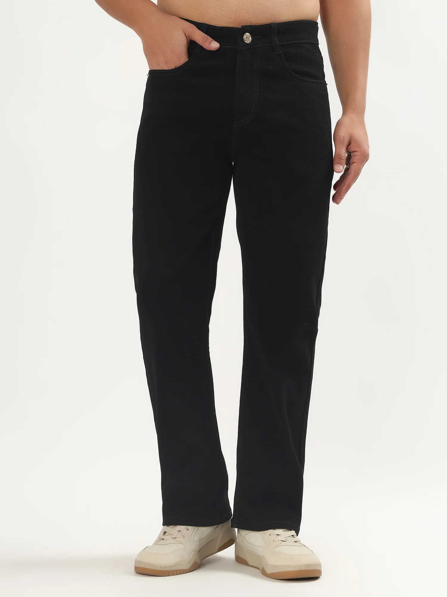 Red Boffin Men’s Straight Fit High Rise Stretchable Black Jeans for Men - Image 5