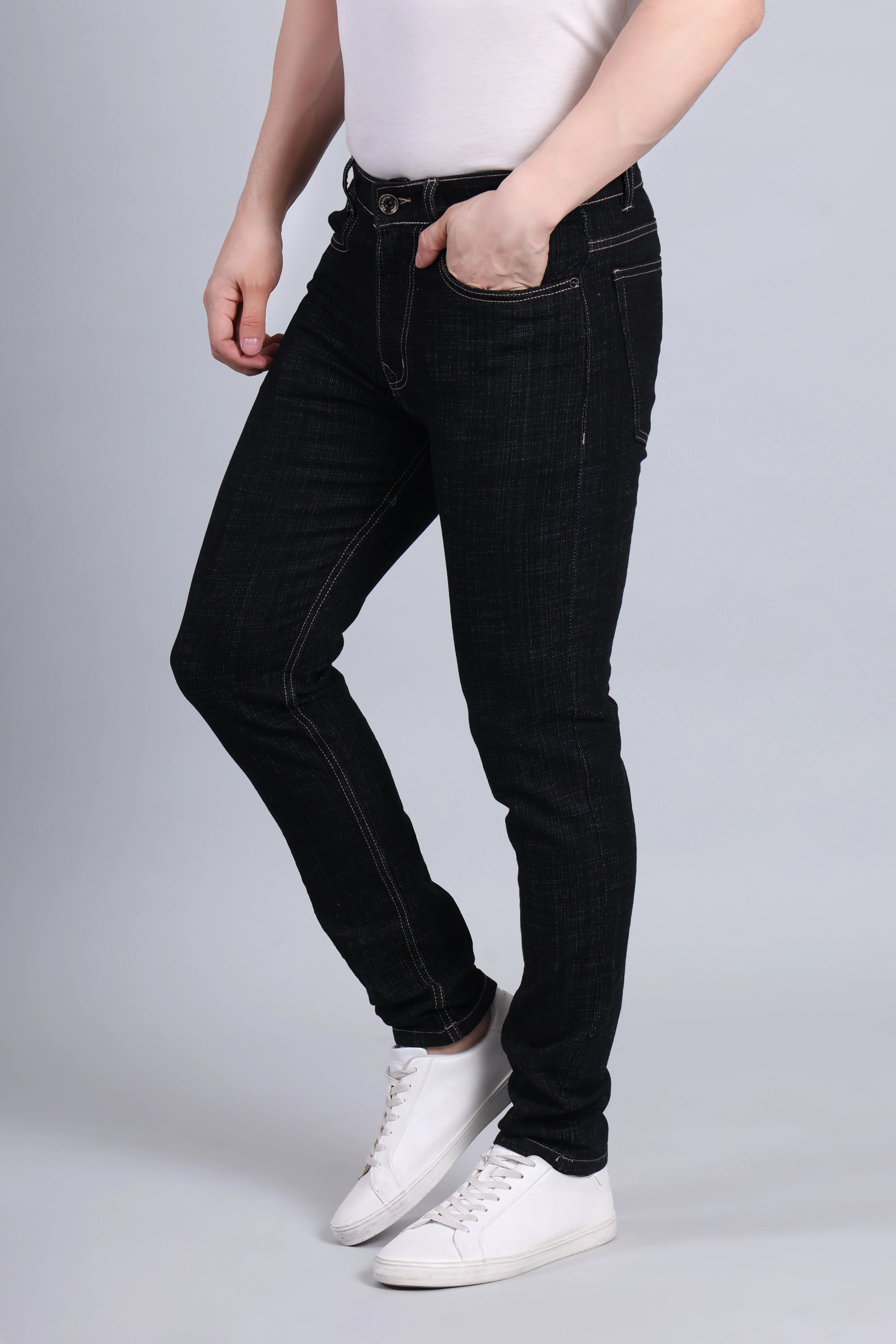 Red Boffin Men's Regular Raw Wash Grey Black Jeans - Image 3