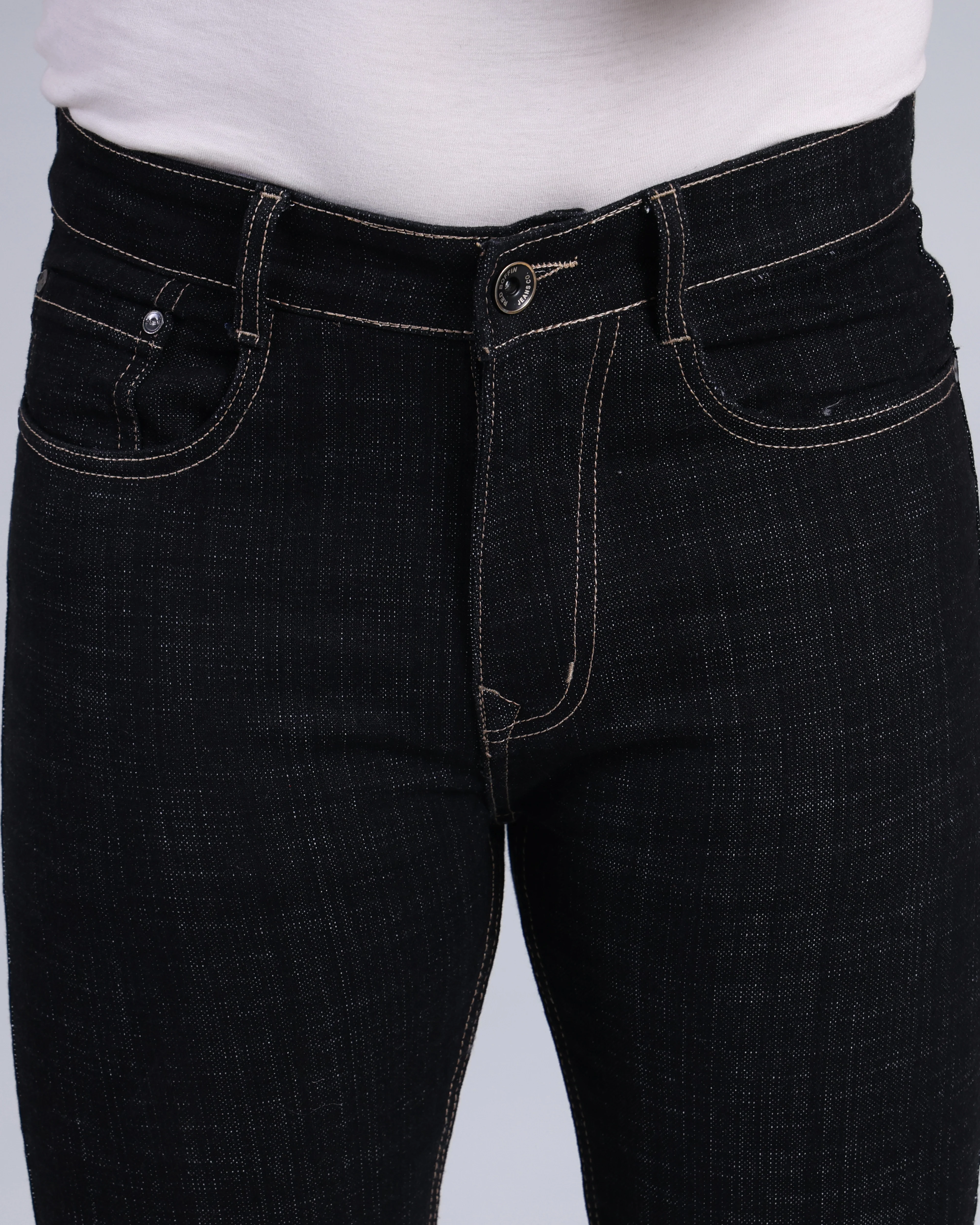 Red Boffin Men's Regular Raw Wash Grey Black Jeans - Image 5