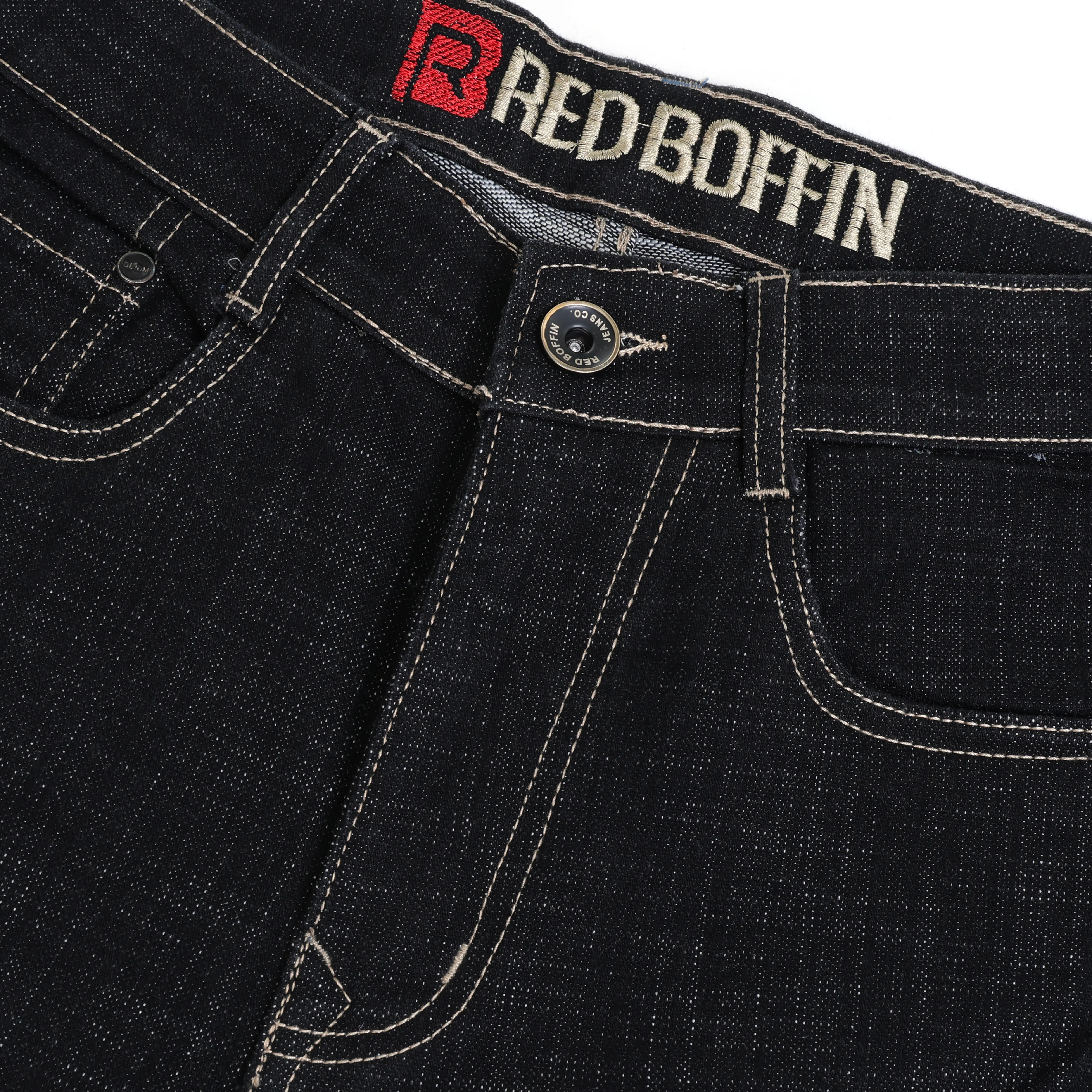 Red Boffin Men's Regular Raw Wash Grey Black Jeans - Image 6
