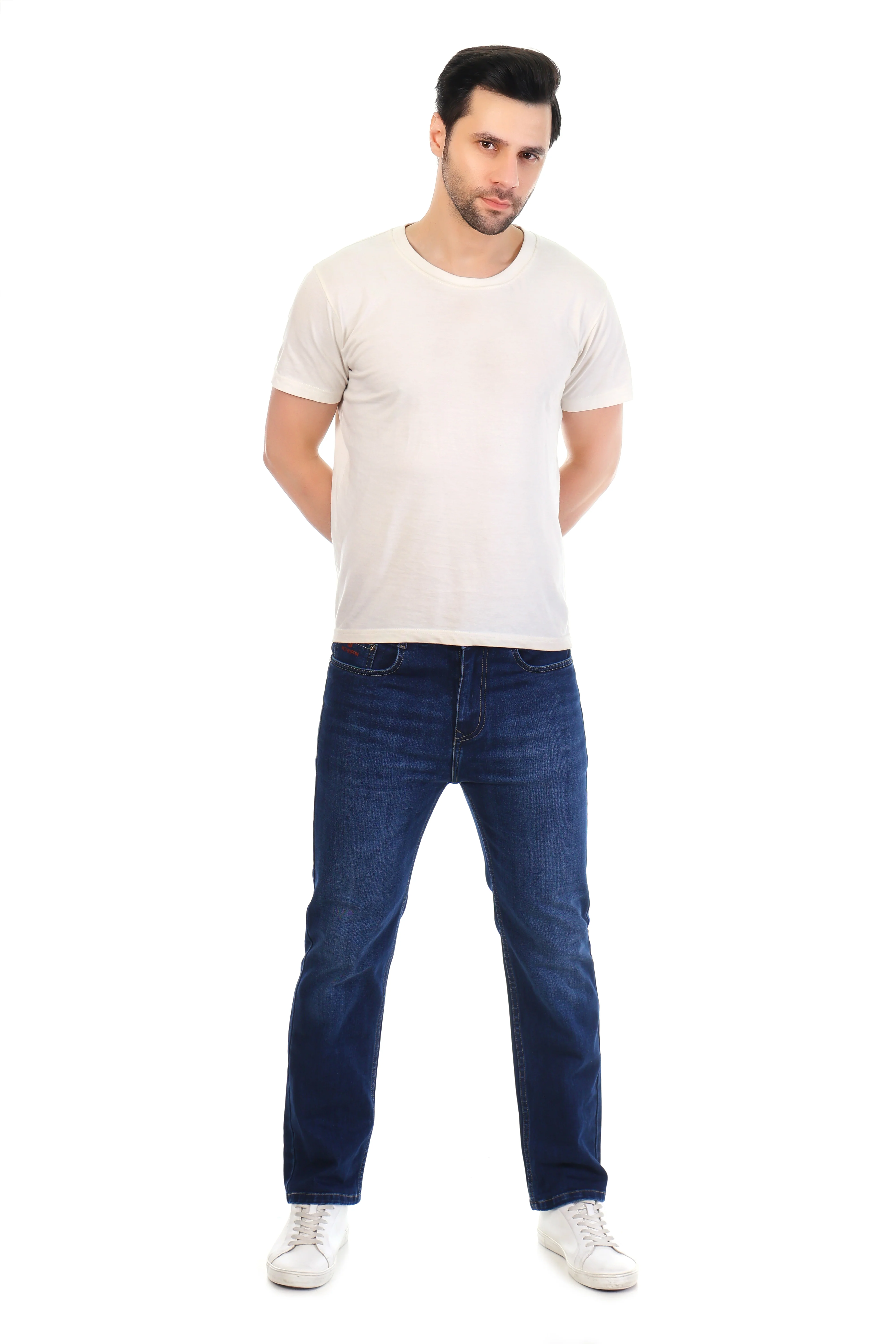 Red Boffin Mens Relaxed Fit Cotton Jeans with Stretch - Image 6