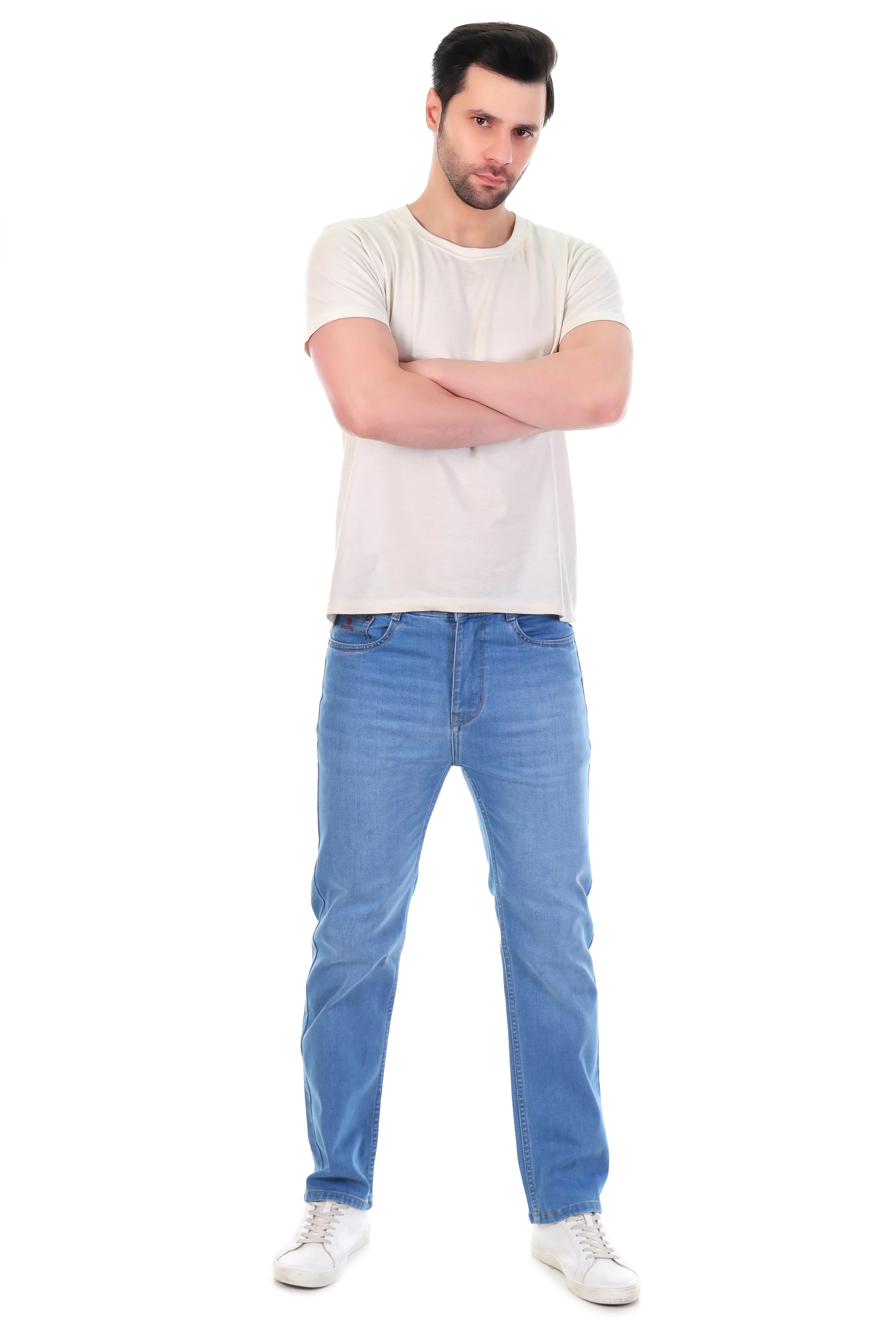 Red Boffin Mens Relaxed Fit Cotton Jeans with Stretch - Image 6